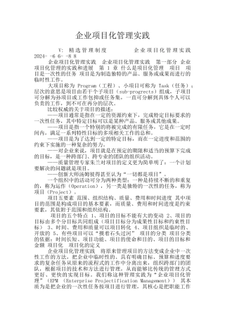 企业项目化管理实践