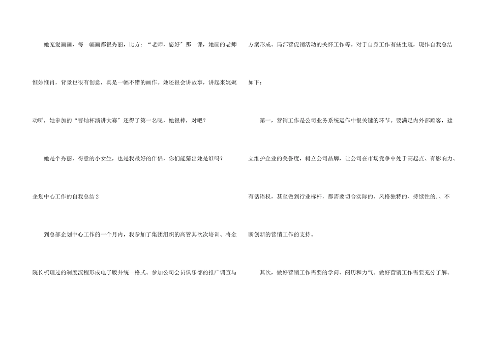 企划中心工作的自我总结_第2页