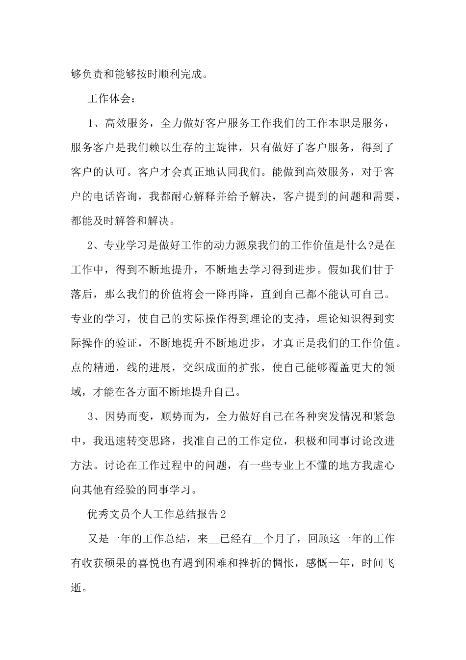 优秀的文员个人工作总结报告10篇_第2页