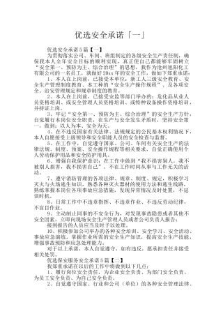 优选安全承诺「一」