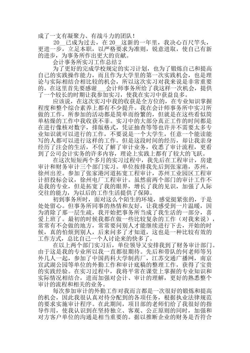 会计事务所实习工作总结范文_第2页
