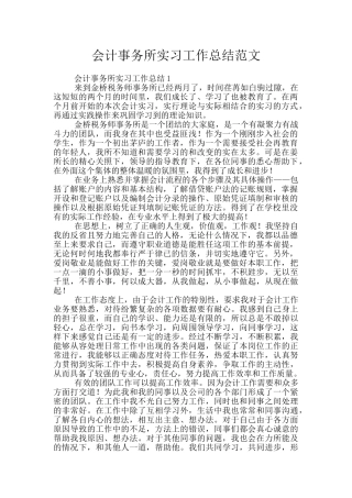 会计事务所实习工作总结范文