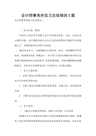 会计师事务所实习总结报告5篇