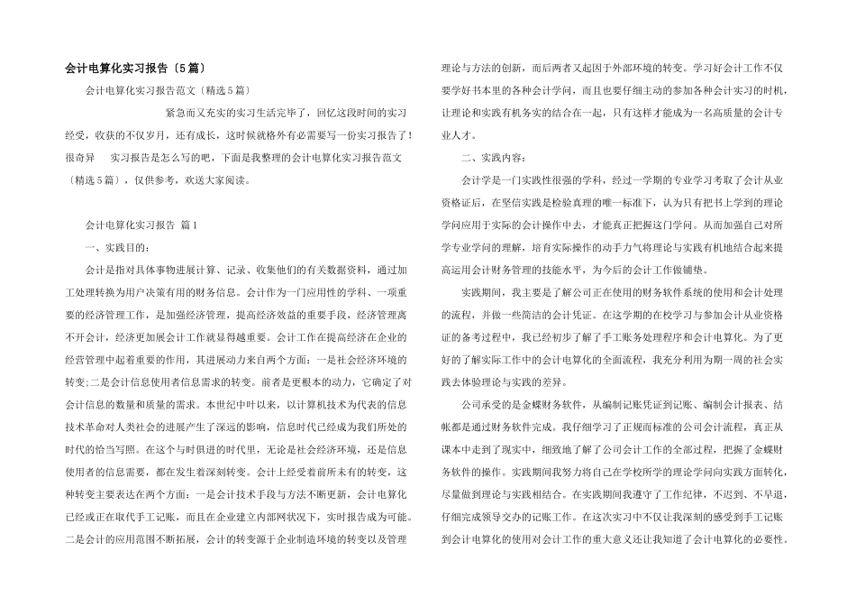 会计电算化实习报告_第1页