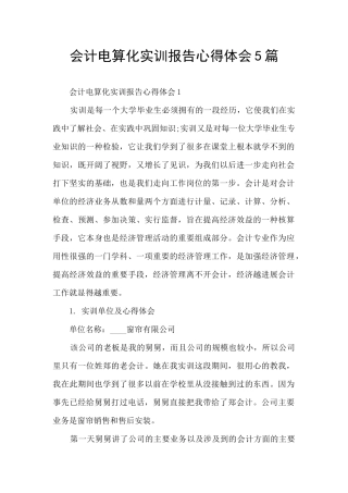 会计电算化实训报告心得体会5篇