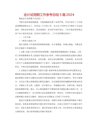 会计试用期工作参考总结5篇