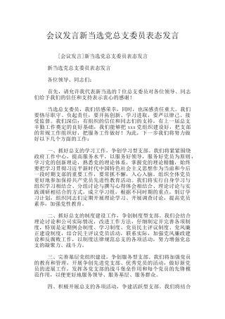 会议发言新当选党总支委员表态发言