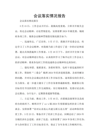 会议落实情况报告