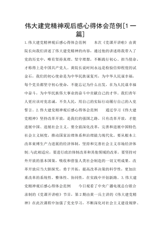 伟大建党精神观后感心得体会范例