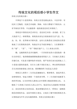 传统文化的观后感小学生作文