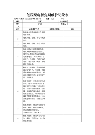 低压配电柜定期维护记录表