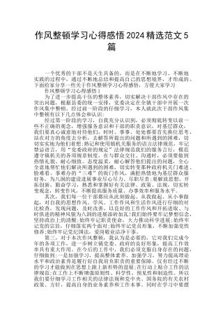 作风整顿学习心得感悟2024精选范文5篇