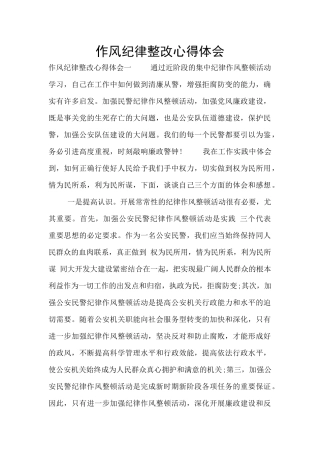 作风纪律整改心得体会