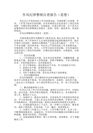 作风纪律整顿自查报告