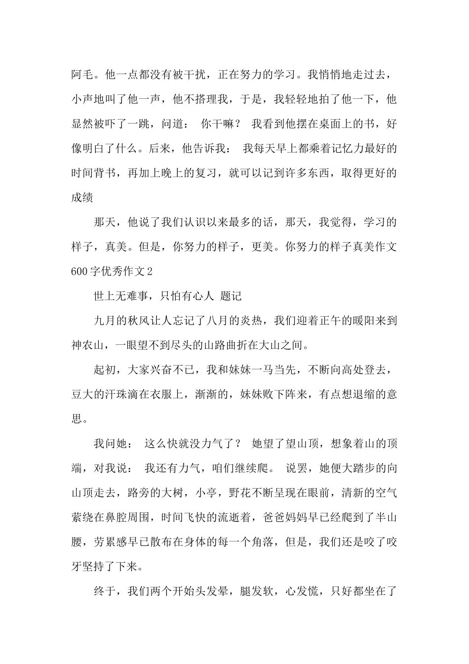 你努力的样子真美作文600字精选优秀作文_第2页