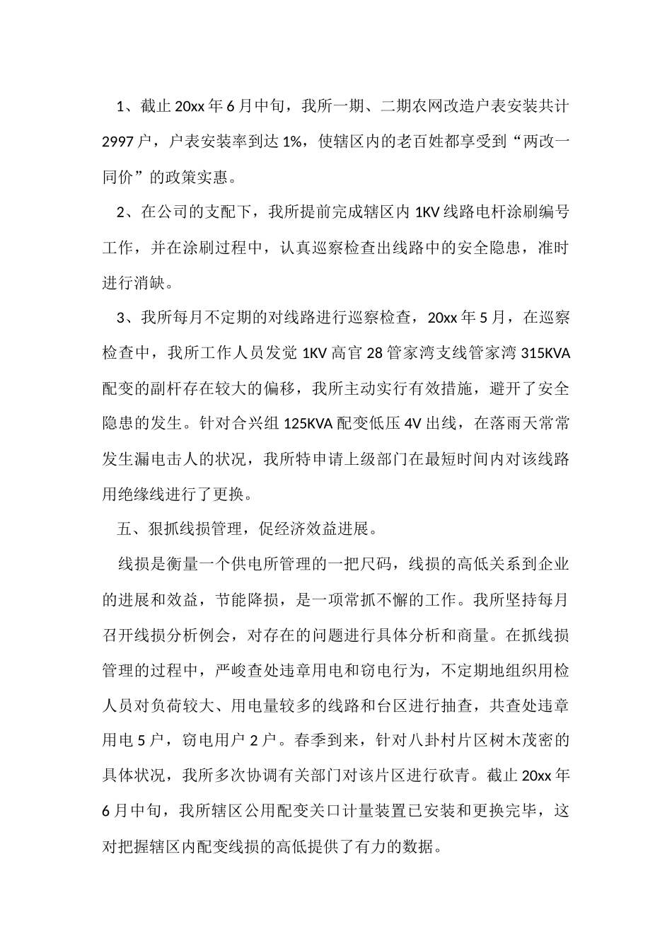 供电所上半年工作总结模板_第3页