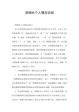 供销社个人情况总结