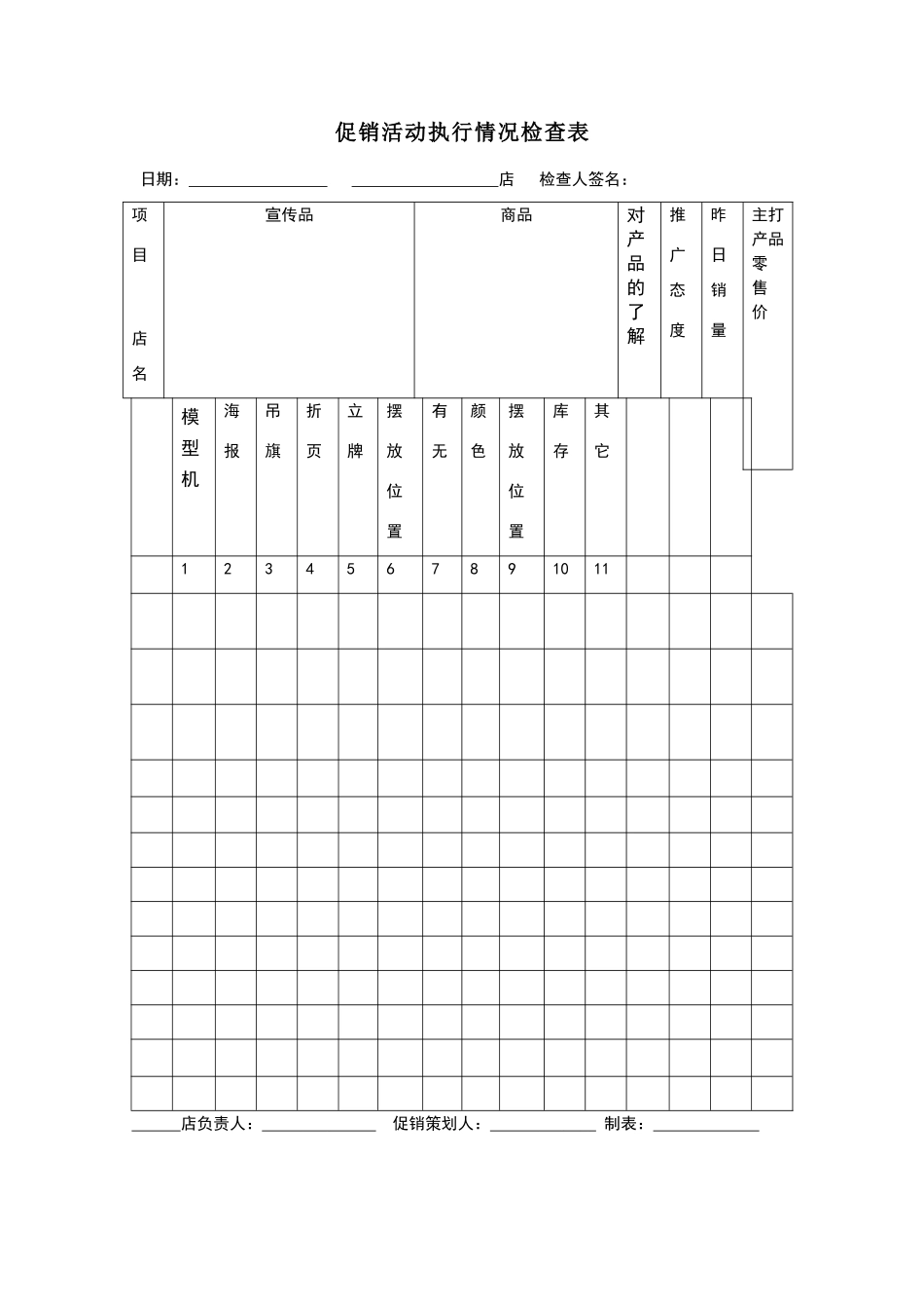 促销活动执行情况检查表_第1页