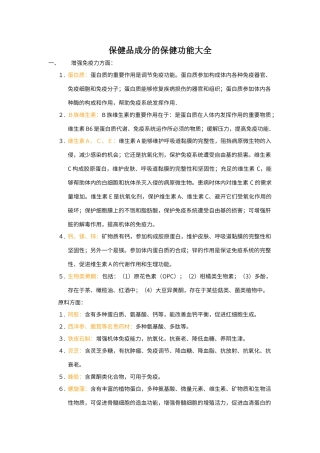 保健品成分的保健功能大全