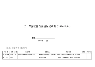 保密工作自查情况记录表