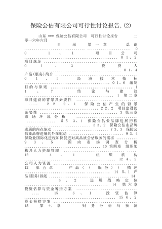 保险公估有限公司可行性研究报告