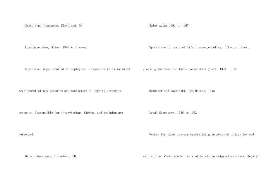保险人员个人英文简历_第2页