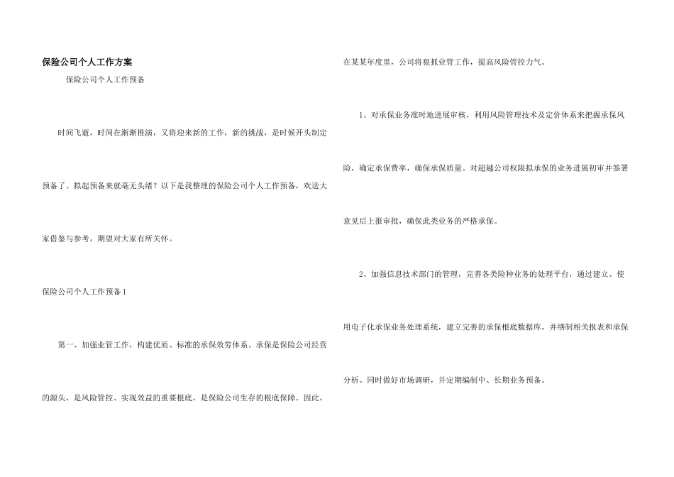 保险公司个人工作计划_第1页