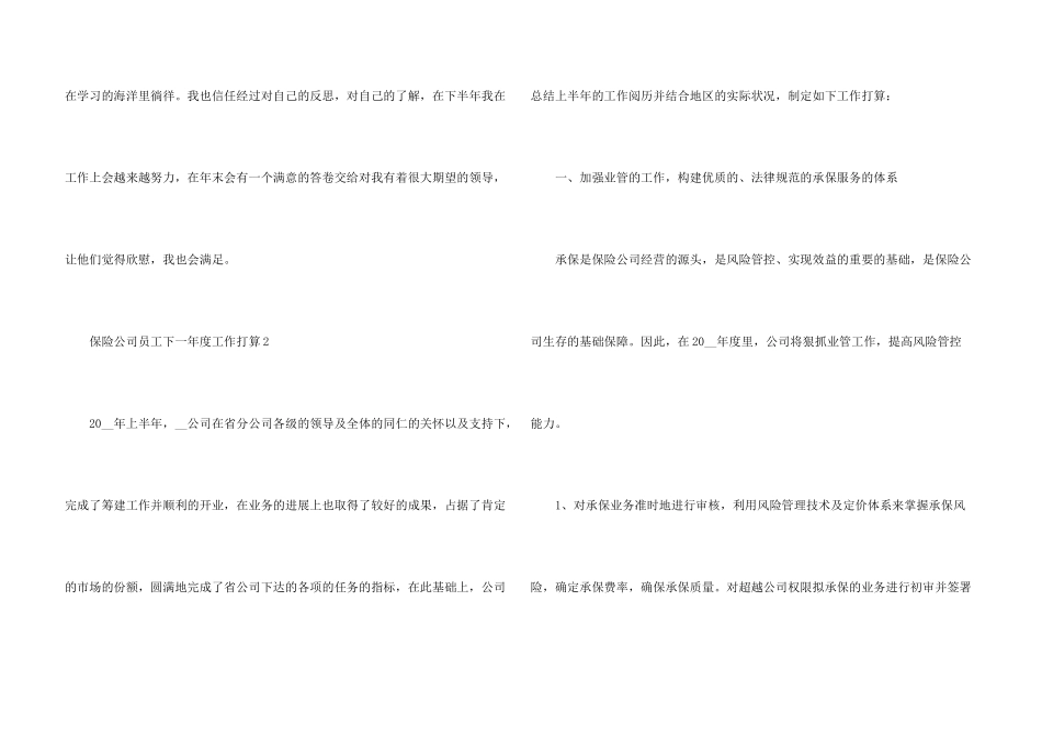 保险公司员工下一年度工作计划_第3页