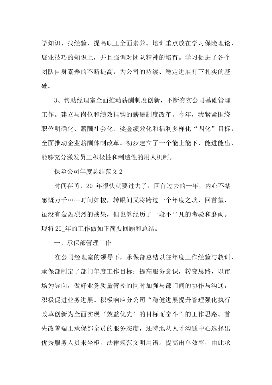 保险公司年度总结范文5篇范文_第3页