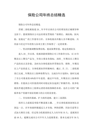 保险公司年终总结精选