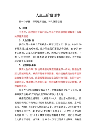 保险销售中人生三阶段话术