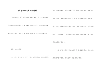 信息中心个人工作总结