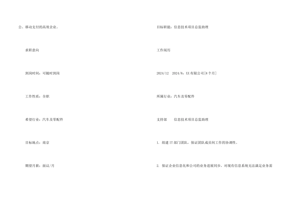 信息技术项目总监助理求职简历_第3页