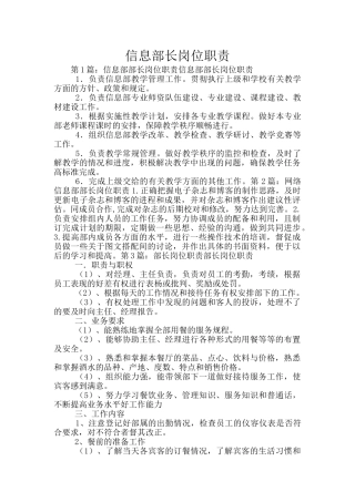 信息部长岗位职责