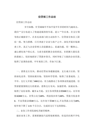 信贷部工作总结
