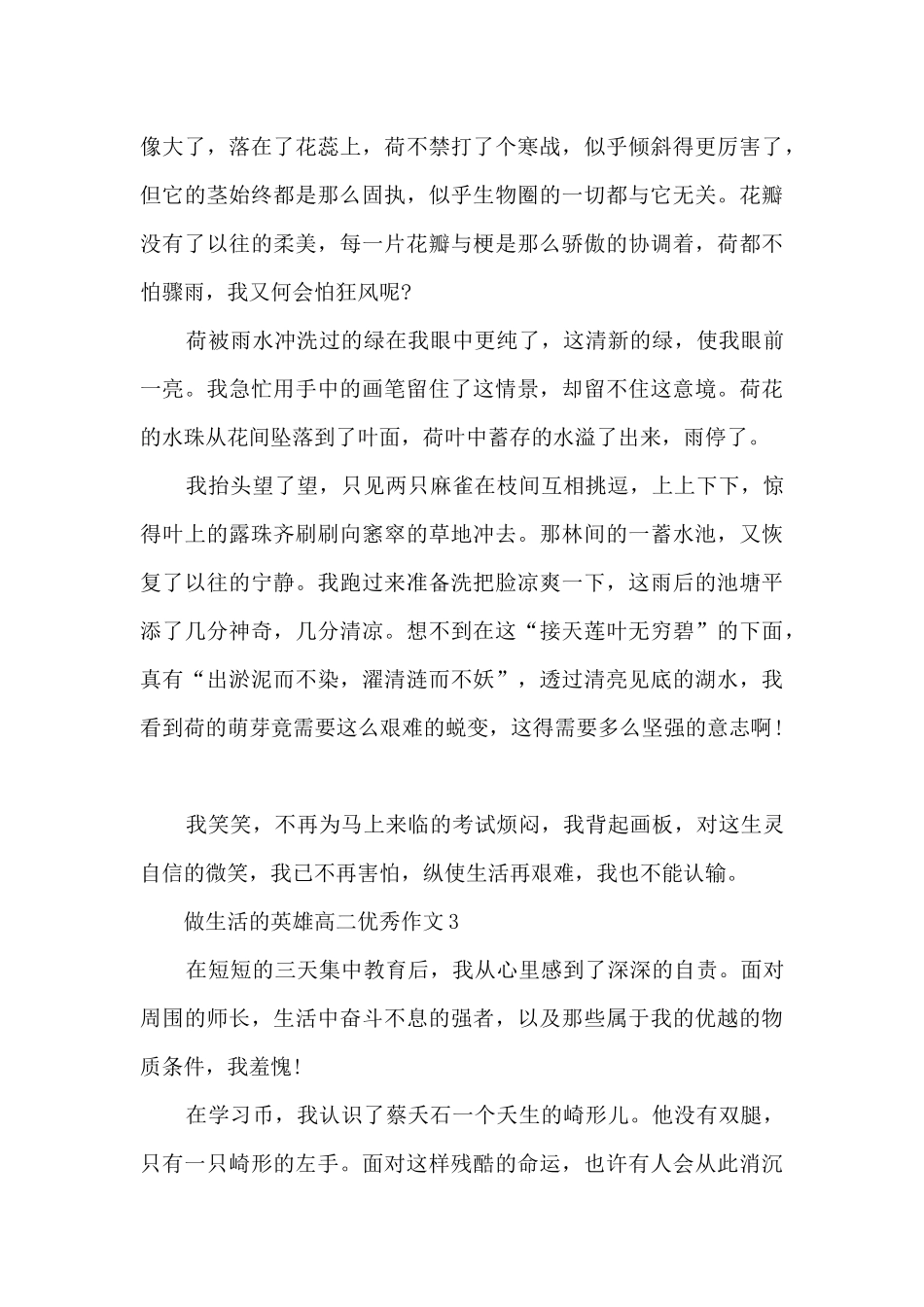 做生活的英雄高二优秀作文5篇_第3页