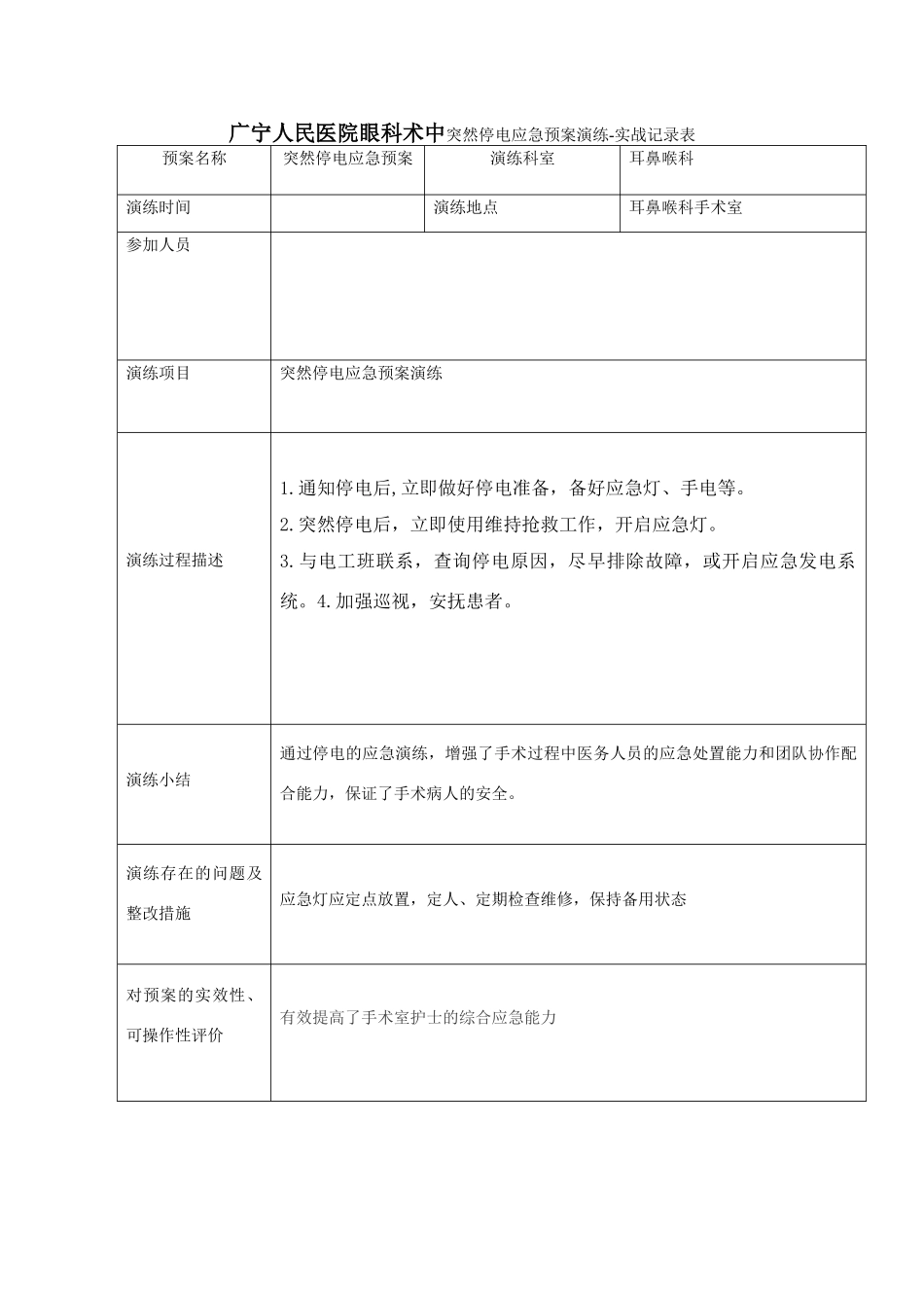 停电应急预案演练_第1页