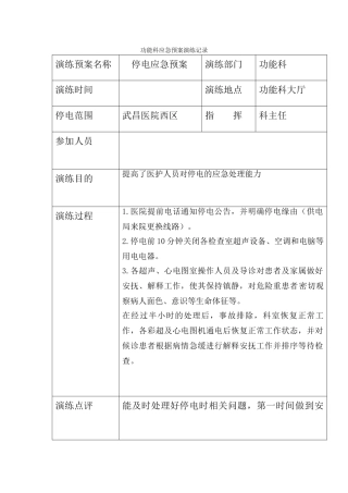 停电应急预案演练记录