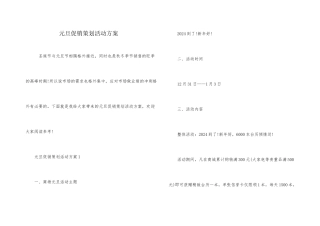 元旦促销策划活动方案