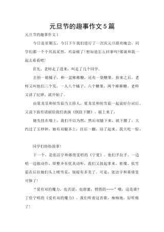 元旦节的趣事作文5篇