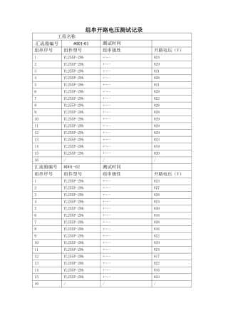 光伏组件开路电压测试记录