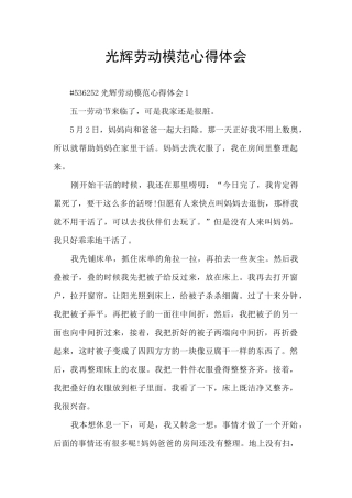 光辉劳动模范心得体会