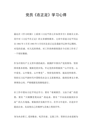 党员《在正定》学习心得