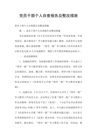 党员干部个人自查报告及整改措施