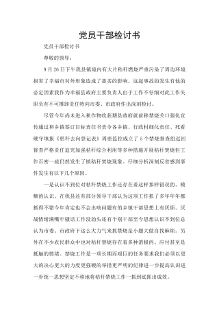 党员干部检讨书