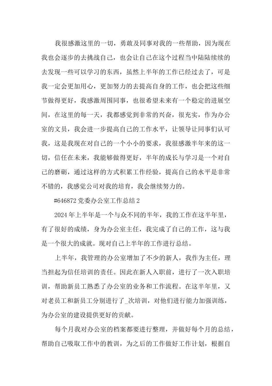 党委办公室工作总结5篇_第2页
