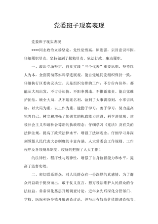 党委班子现实表现