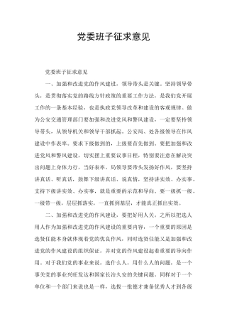 党委班子征求意见