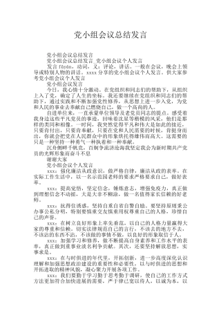 党小组会议总结发言