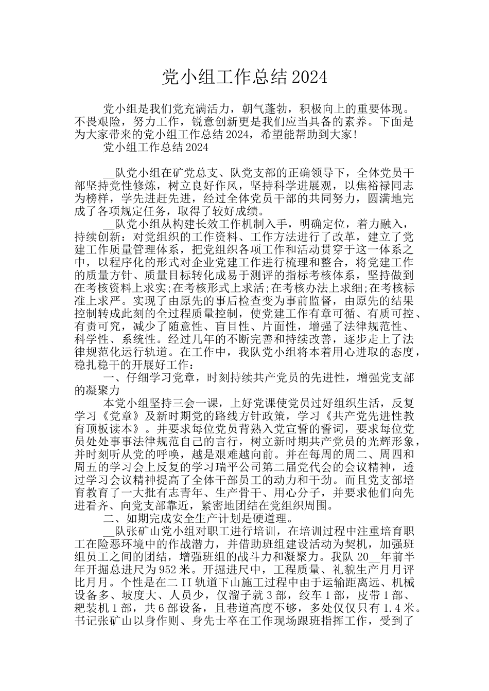 党小组工作总结2024_第1页